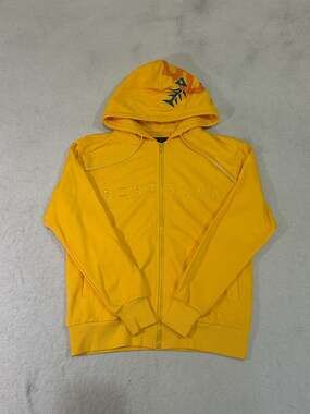 Bibi Sama Oni Graphic Zip-Up Hoodie Yellow Size XS-S